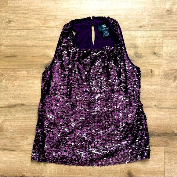 Purple sequins halter evening dress top blouse - Picture 1 of 3